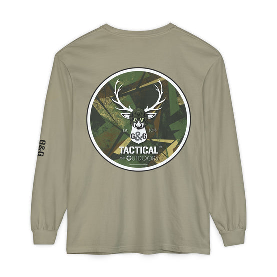 G&G Tactical Outdoors Long Sleeve Tee — Green Camoflauge Black Sleeve Graphic