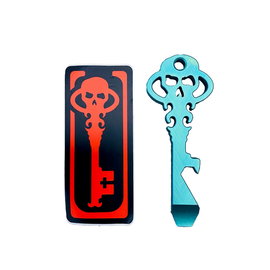 Chaves Knives Skeleton Key Tool Prybar Titanium GREEN Crosshatch