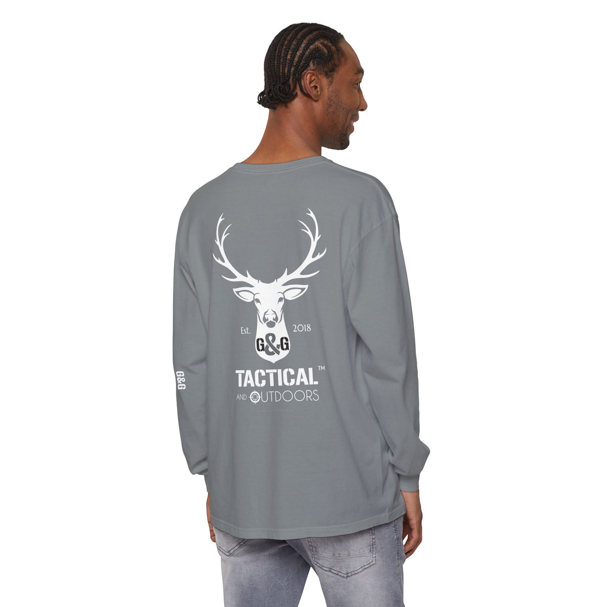 G&G Tactical Outdoors Official Long Sleeve Tee — White Logo Sleeve Graphic
