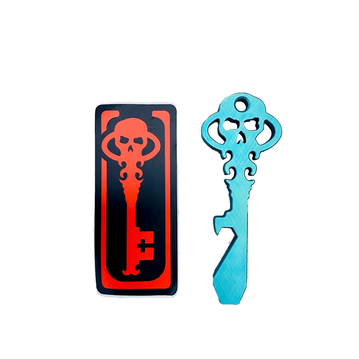 Chaves Knives Skeleton Key Tool Prybar Titanium GREEN Crosshatch