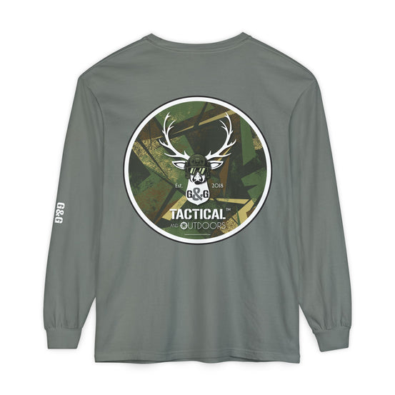 G&G Tactical Outdoors Long Sleeve Tee — Green Camoflauge White Sleeve Graphic