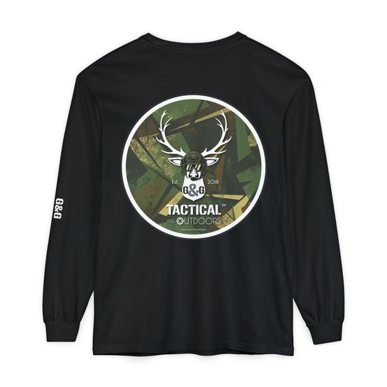G&G Tactical Outdoors Long Sleeve Tee — Green Camoflauge White Sleeve Graphic