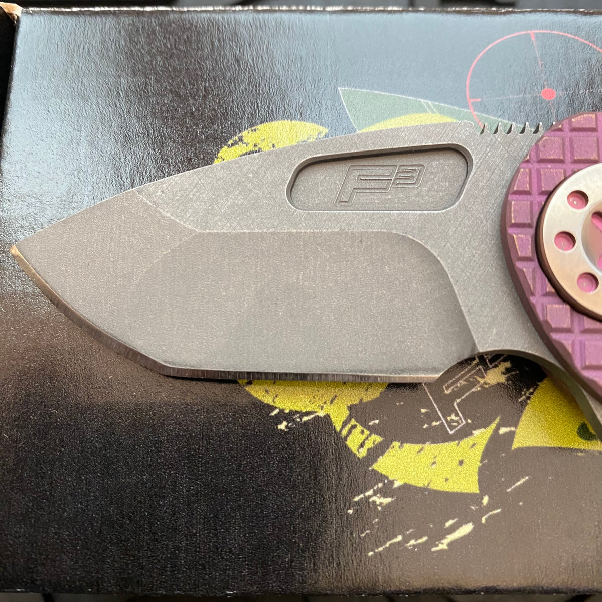 Curtiss Custom Knives F3 Compact Frame Lock, 2.5" Spanto Magnacut Blasted Blade FLIPPER, Frag-Mill Pink Pattern Handles, Knife