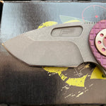 Curtiss Custom Knives F3 Compact Frame Lock, 2.5" Spanto Magnacut Blasted Blade FLIPPER, Frag-Mill Pink Pattern Handles, Knife