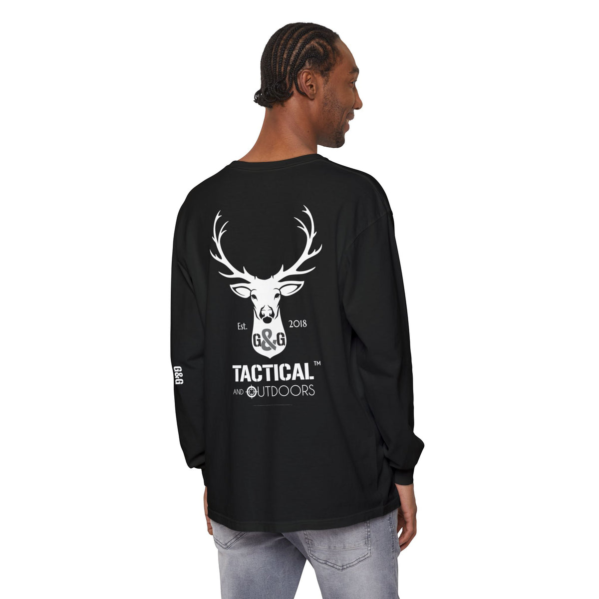 G&G Tactical Outdoors Official Long Sleeve Tee — White Logo Sleeve Graphic