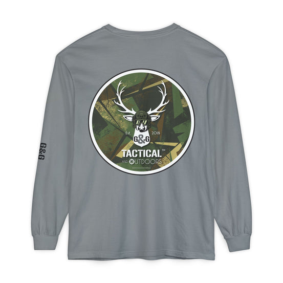 G&G Tactical Outdoors Long Sleeve Tee — Green Camoflauge Black Sleeve Graphic