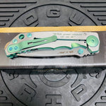Spartan Blades Harsey Folder - GREEN Shield with Green Stone, Magnacut Blade, Green ANO Hardware Knife