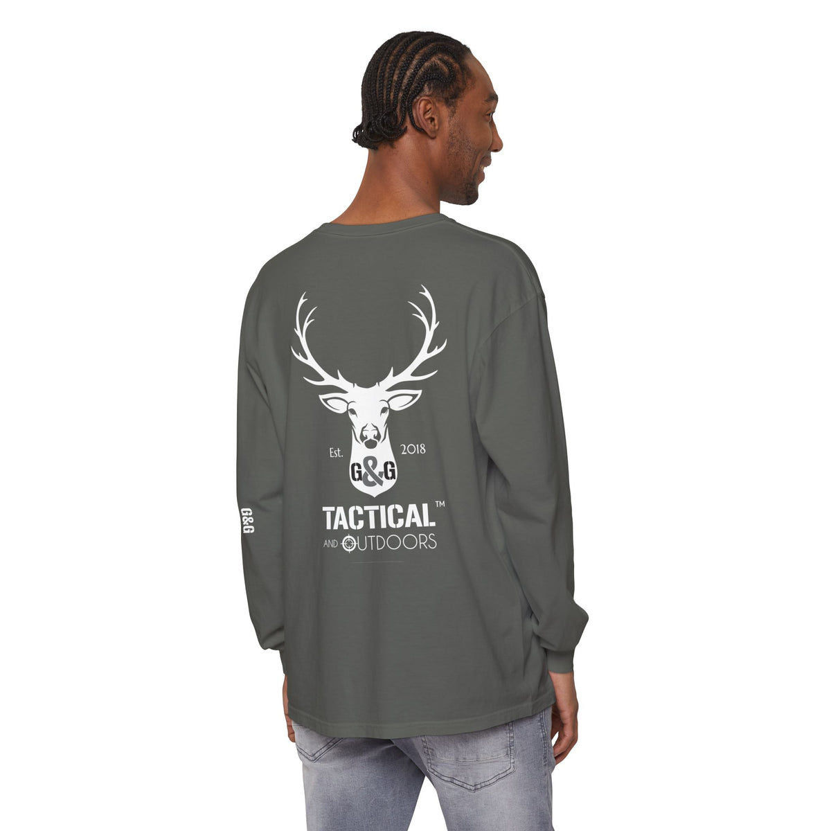 G&G Tactical Outdoors Official Long Sleeve Tee — White Logo Sleeve Graphic