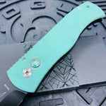 ProTech Emerson CQC-7 3.25" Tanto Automatic Knife Aquamarine Handle with Mother of Pearl Push Button