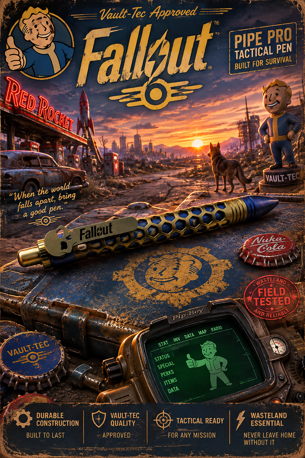 Chaves Knives Clicker Pen - Hex Dot Fallout Theme Vaultec 2