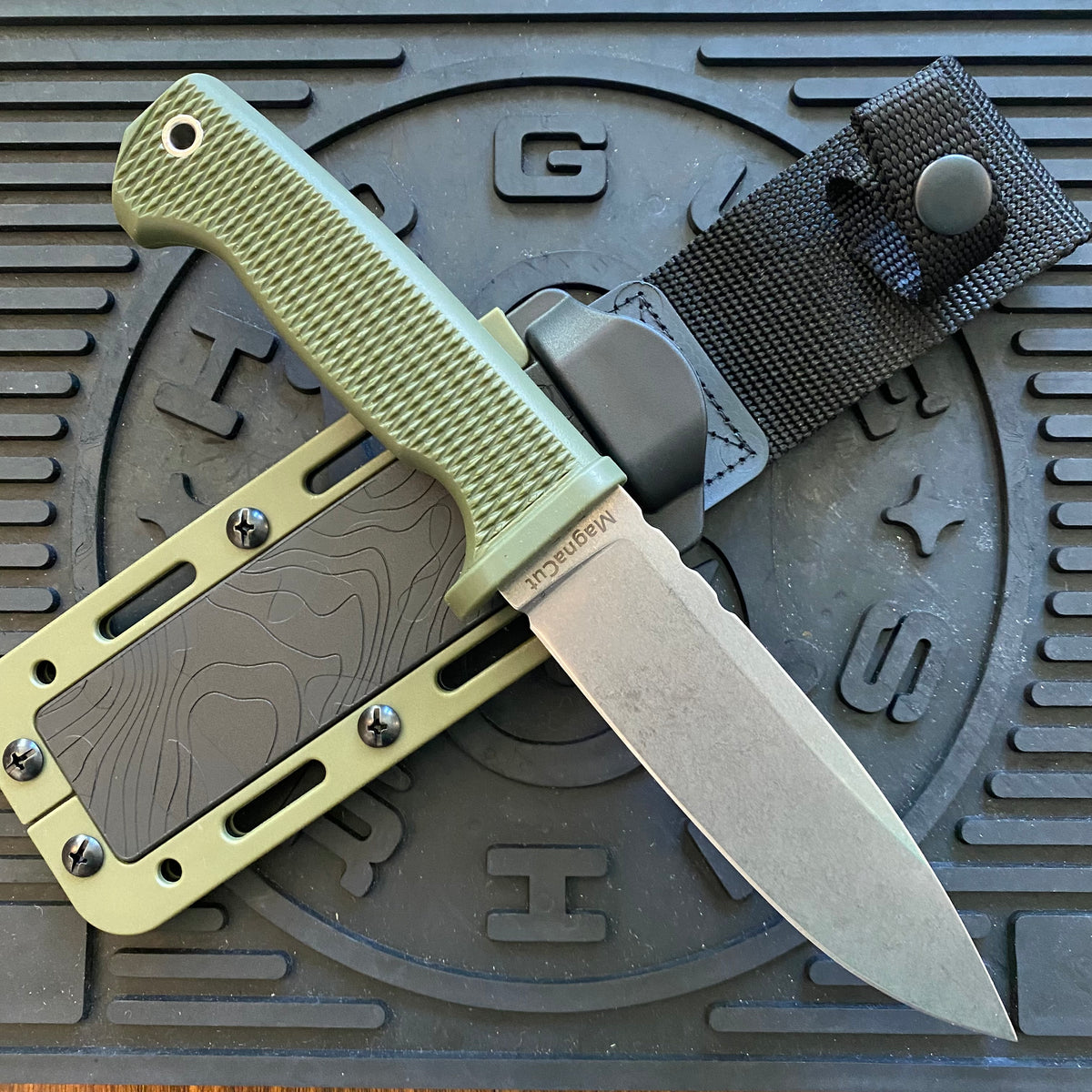 Demko FreeReign Drop Point 5" MagnaCut OD Green Handle Fixed Blade Knife MADE IN USA