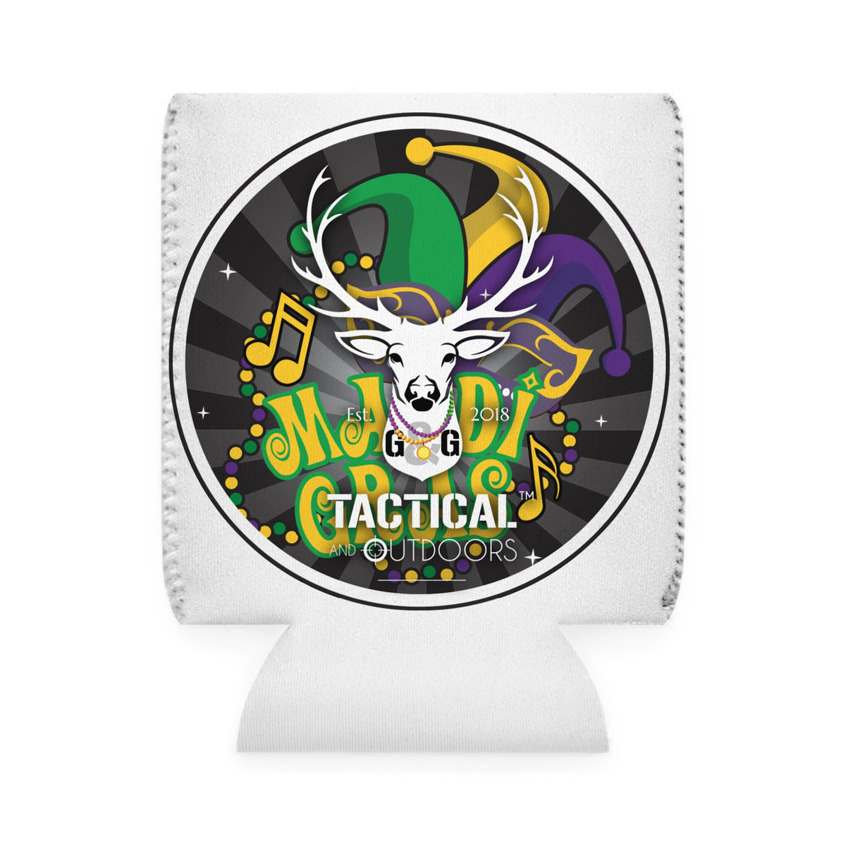 G&G Tactical Outdoors Can Cooler Sleeve Mardi Gras for 12 oz