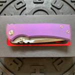 Chaves Ultramar Redencion Street Framelock 3.25" Drop Point M390, Titanium Handles, Folding Knife REVERSE COTTON CANDY THEME