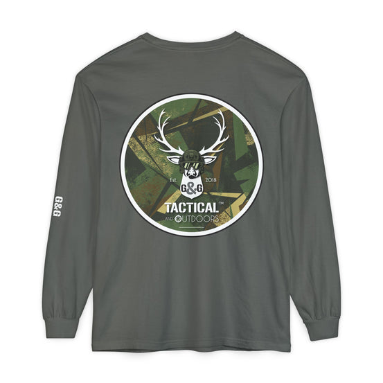 G&G Tactical Outdoors Long Sleeve Tee — Green Camoflauge White Sleeve Graphic