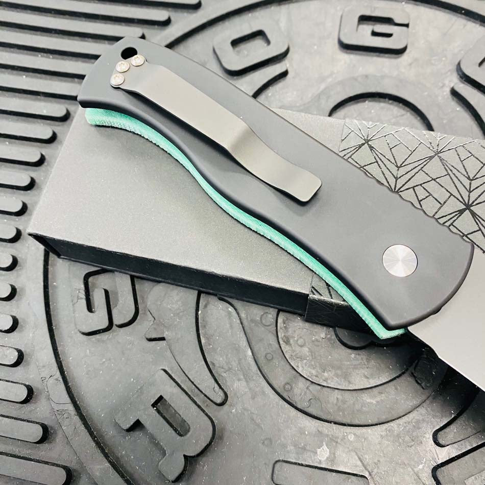 ProTech Emerson CQC-7 3.25" Tanto Automatic Knife Aquamarine Handle with Mother of Pearl Push Button