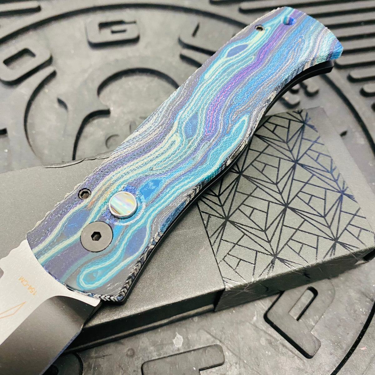 ProTech Emerson CQC-7 3.25" Tanto Automatic Knife Van Gogh Handle with Mother of Pearl Push Button