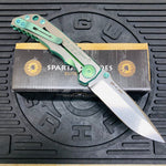 Spartan Blades Harsey Folder - GREEN Shield with Green Stone, Magnacut Blade, Green ANO Hardware Knife