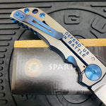 Spartan Blades Harsey Folder - BLUE Saint Michael, 4" Magnacut Blade, Blue ANO Hardware Knife