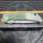 Spartan Blades Harsey Folder - GREEN Shield with Green Stone, Magnacut Blade, Green ANO Hardware Knife