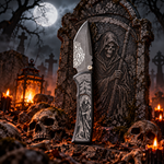 Chaves Redencion Street Integral Magnetic Titanium, Tanto Belt Finish M390 Blade, Knife HALLOWEEN GRIM REAPER THEME