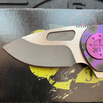 Curtiss Custom Knives F3 Compact Frame Lock, 2.5" Slicer Magnacut Blade FLIPPER, Purple Torched Handles, Knife