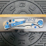 Spartan Blades Harsey Folder - BLUE Saint Michael, 4" Magnacut Blade, Blue ANO Hardware Knife