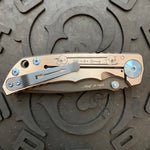 Spartan Blades Harsey Folder - Memento Mori 2023 Theme, PVD Magnacut Blade, Blue ANO Hardware Knife