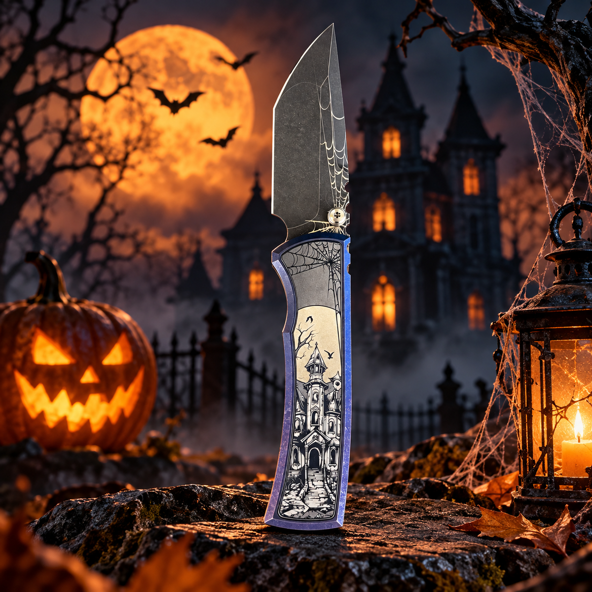Chaves Redencion Street Integral Magnetic Titanium, Tanto Belt Finish M390 Blade, Knife HALLOWEEN HAUNTED HOUSE THEME