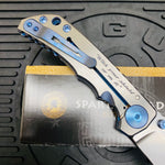 Spartan Blades Harsey Folder - BLUE Shield with Blue Stone, Magnacut Blade, Blue ANO Hardware Knife