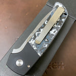 ProTech BT2731-WS Terzuola ATCF Auto Black handle, MOP Button, White Storm Fat Carbon Inlays Knife