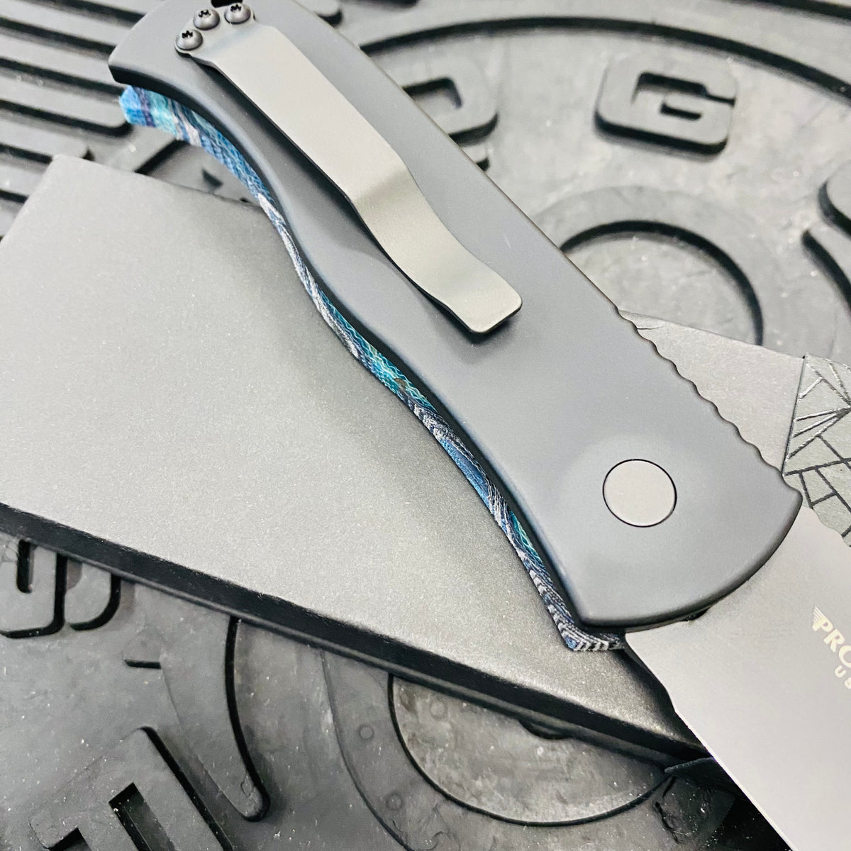 ProTech Emerson CQC-7 3.25" Tanto Automatic Knife Van Gogh Handle with Mother of Pearl Push Button