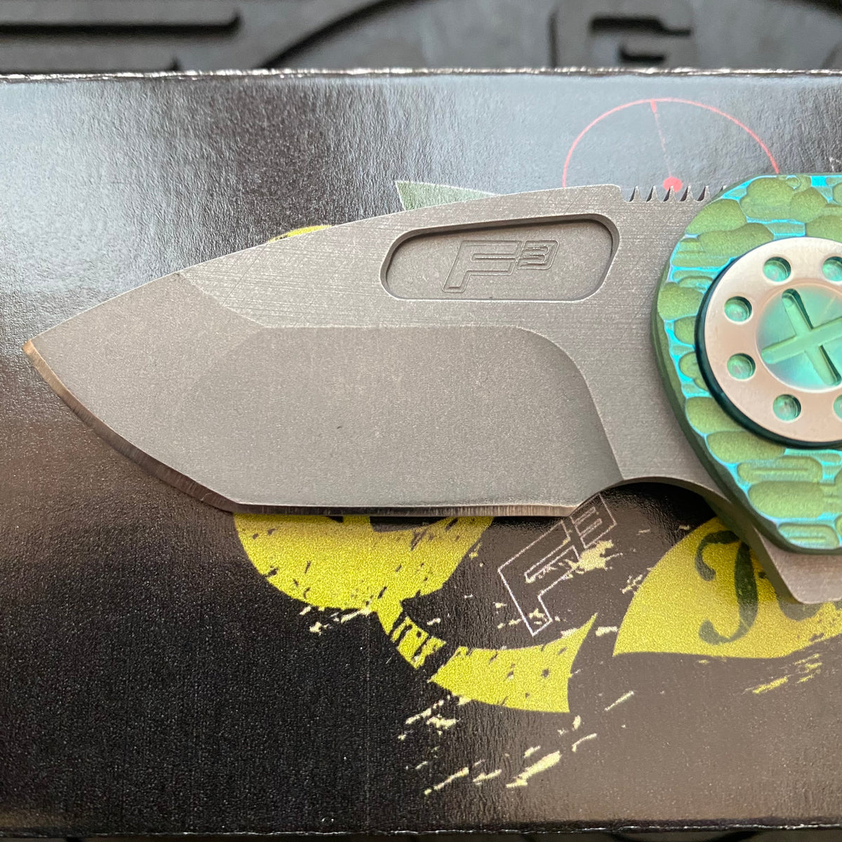 Curtiss Custom Knives F3 Compact Frame Lock, 2.5" Spanto Magnacut Blasted Blade FLIPPER, FJ-Mill Green Handles, Knife