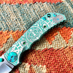 Spartan Blades Harsey Folder - GREEN Mayan with Green Stones, Magnacut Blade, Green ANO Hardware Knife