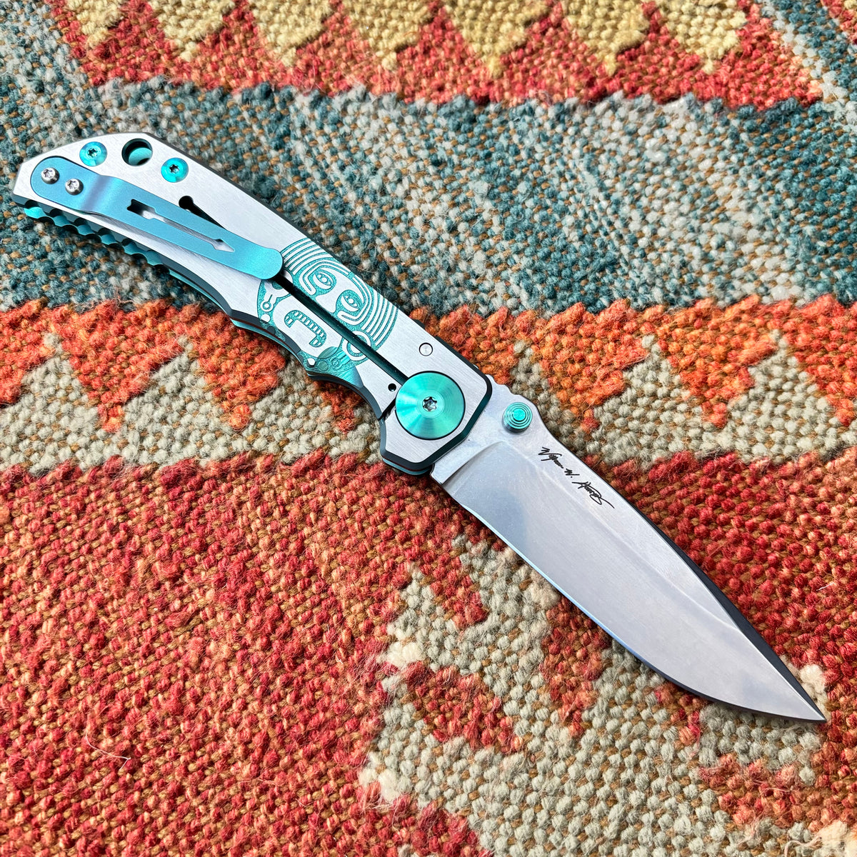 Spartan Blades Harsey Folder - GREEN Mayan with Green Stones, Magnacut Blade, Green ANO Hardware Knife