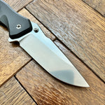 Spartan Blades SF3SW PALLAS Flipper 3.75" Magnacut Stonewashed Plain Blade, Black Aluminum Handles