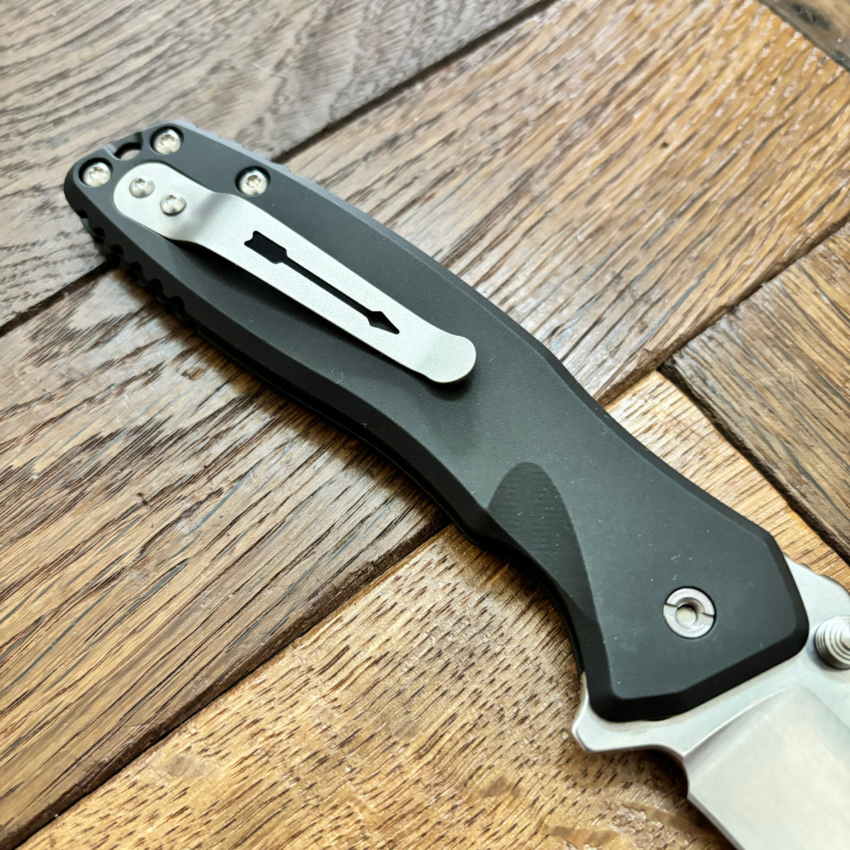 Spartan Blades SF3SW PALLAS Flipper 3.75" Magnacut Stonewashed Plain Blade, Black Aluminum Handles