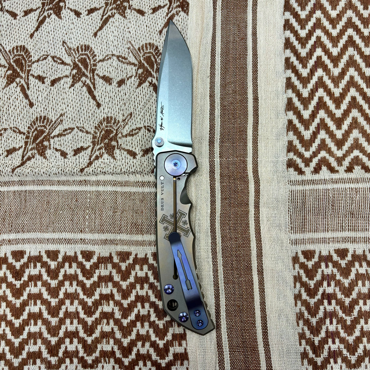 Spartan Blades Harsey Folder - Crusader Theme, Magnacut Blade, Purple Hardware Knife