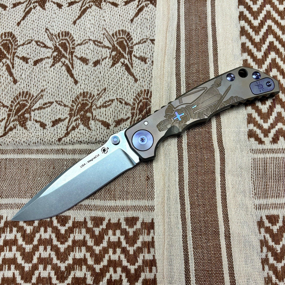 Spartan Blades Harsey Folder - Crusader Theme, Magnacut Blade, Purple Hardware Knife