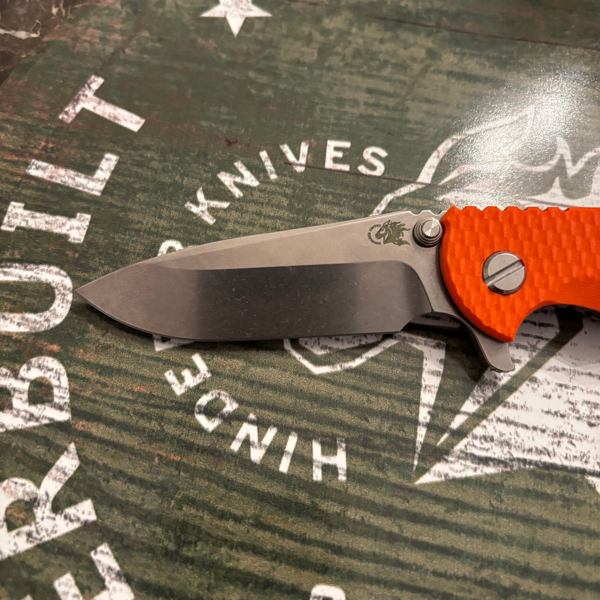 Rick Hinderer XM-18 3.25" Spearpoint, Magnacut Blade, Orange G10, Stonewash Bronze Knife