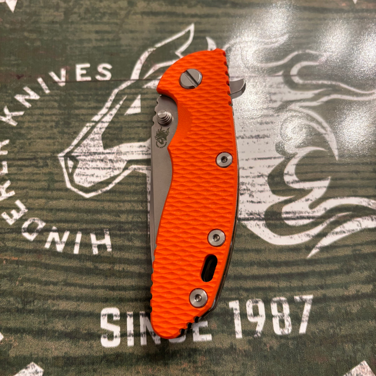 Rick Hinderer XM-18 3.25" Spearpoint, Magnacut Blade, Orange G10, Stonewash Bronze Knife