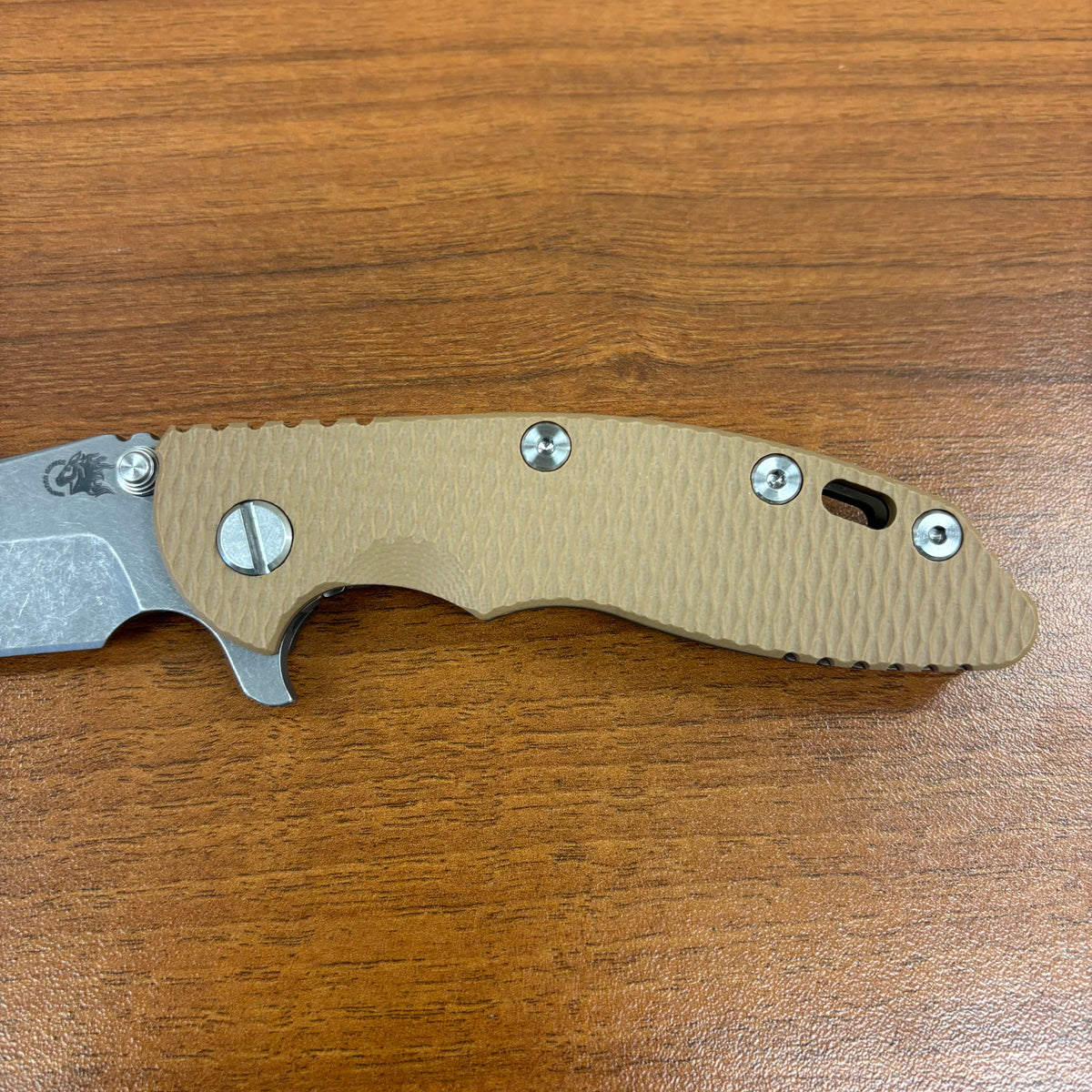 Rick Hinderer XM-18 3.25" Spearpoint, Working Finish Magnacut Blade, Coyote G10, Battle Bronze Knife