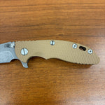 Rick Hinderer XM-18 3.25" Spearpoint, Working Finish Magnacut Blade, Coyote G10, Battle Bronze Knife