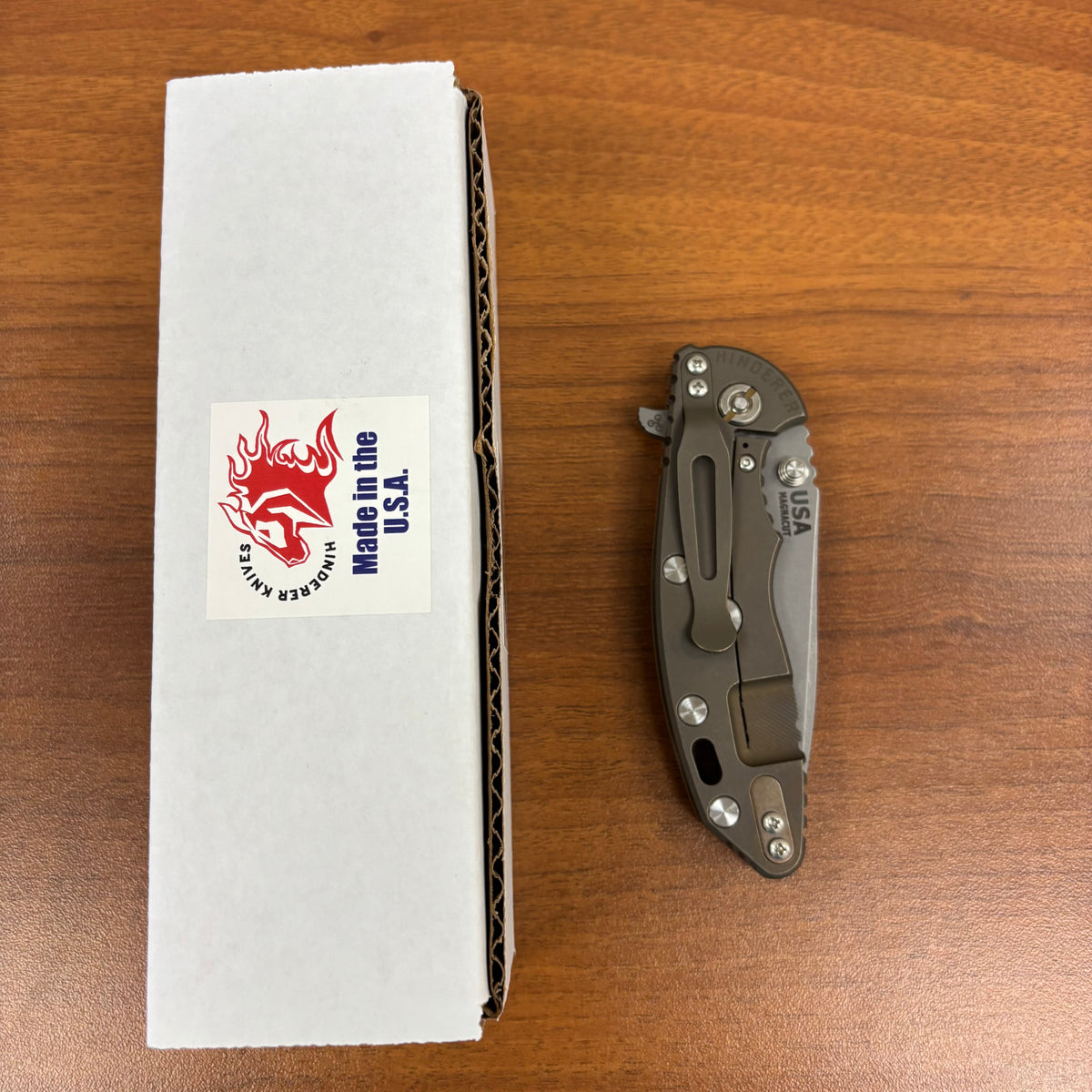 Rick Hinderer XM-18 3.25" Spearpoint, Working Finish Magnacut Blade, Coyote G10, Battle Bronze Knife