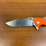 Rick Hinderer Eklipse SKINNY Slicer 3.5" Magnacut, Hollow Grind, Tri-Way, Stonewash Blue, Orange G10 Knife