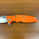 Rick Hinderer Eklipse SKINNY Slicer 3.5" Magnacut, Hollow Grind, Tri-Way, Stonewash Blue, Orange G10 Knife