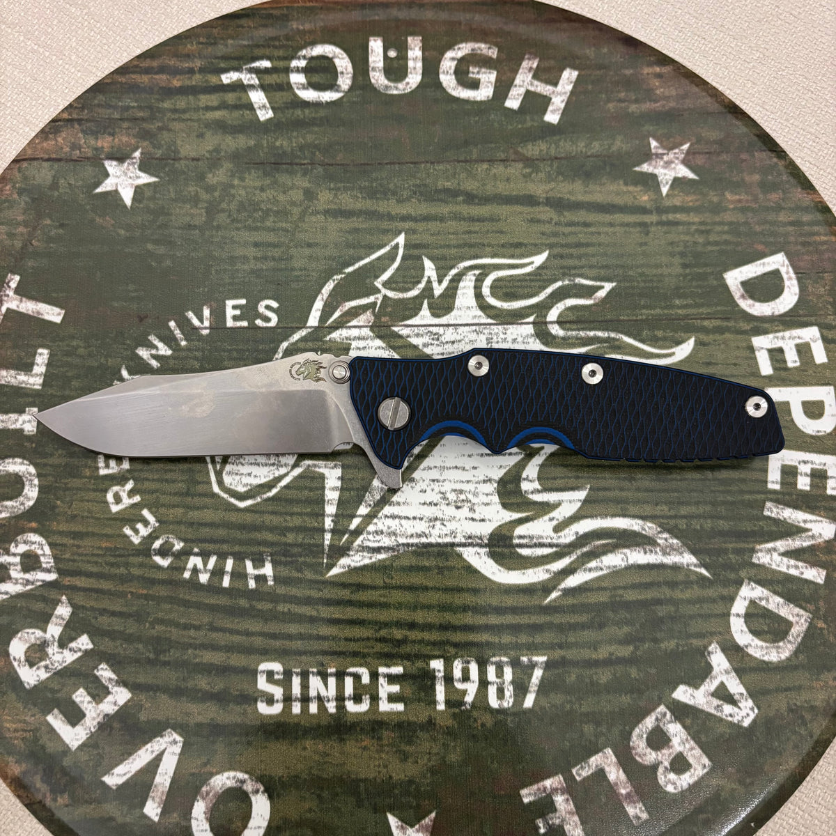 Rick Hinderer Eklipse Spearpoint 3.5" S45VN, Tri-Way, Stonewash Blue, Blue/Black G10 Folding Knife