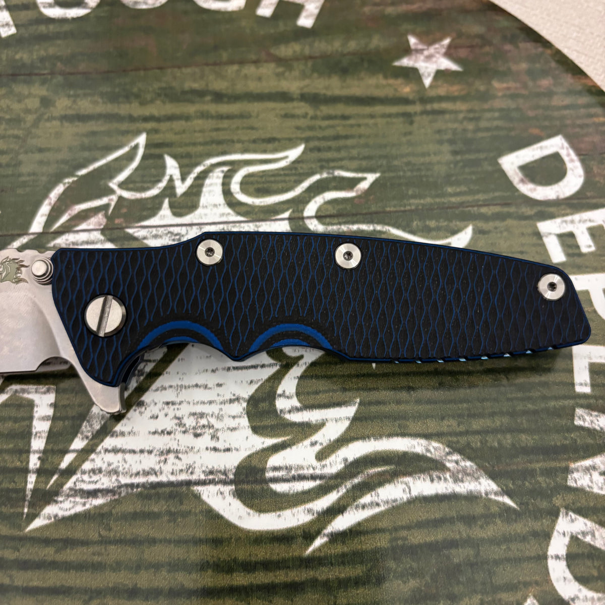 Rick Hinderer Eklipse Spearpoint 3.5" S45VN, Tri-Way, Stonewash Blue, Blue/Black G10 Folding Knife