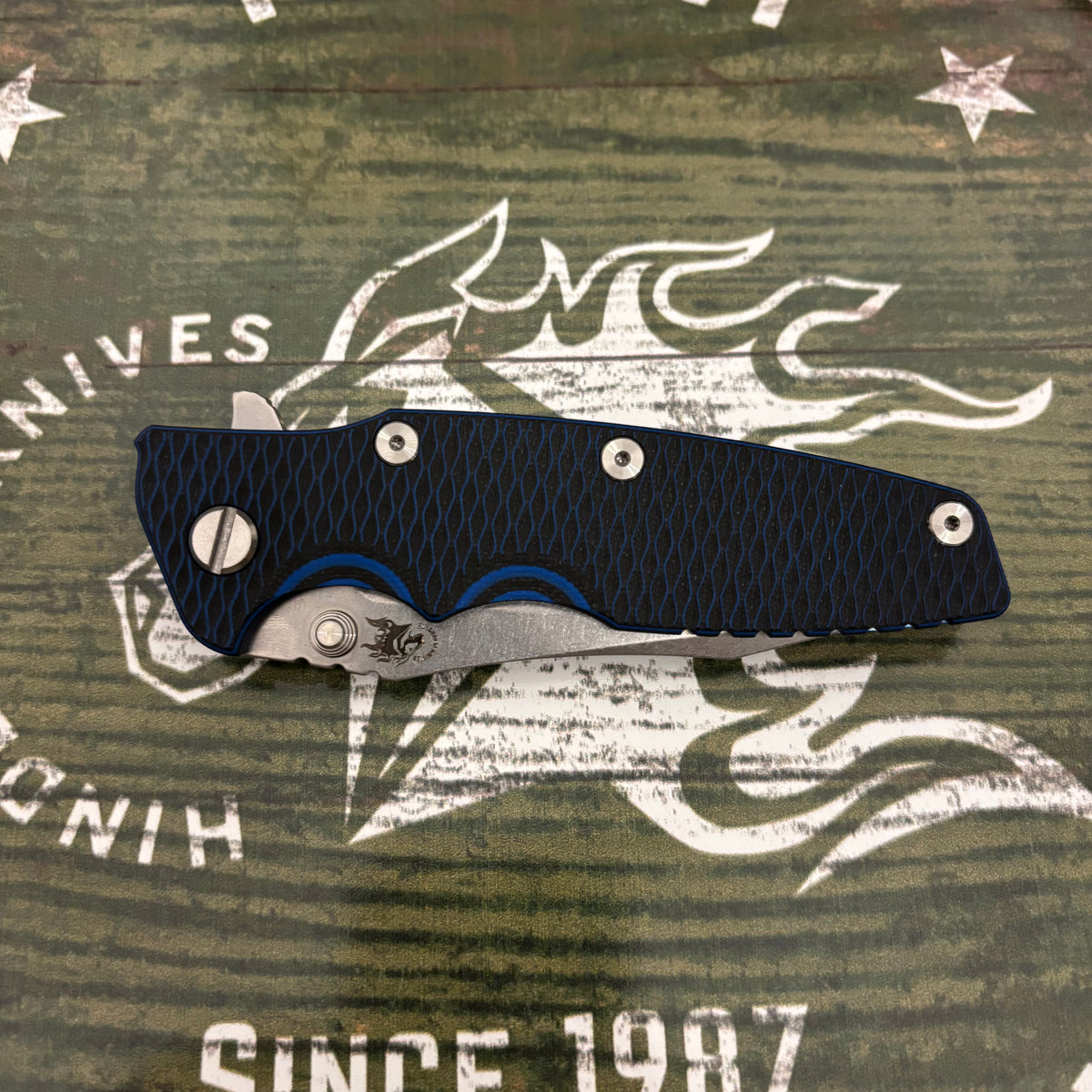 Rick Hinderer Eklipse Spearpoint 3.5" S45VN, Tri-Way, Stonewash Blue, Blue/Black G10 Folding Knife