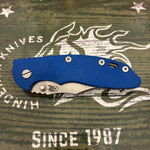 Rick Hinderer XM-18 3.5" Magnacut Bowie, Non Flipper, Tri-Way, Bead Blast, Stonewash Blade, Blue G10 Knife