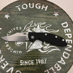Rick Hinderer XM-18 3.5" Magnacut Bowie, Non Flipper, Tri-Way, Bead Blast Green, Stonewash Blade, Black G10 Knife